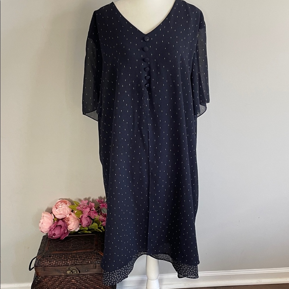 Positive Attitude Dark Blue Midi Dress with Button Accents